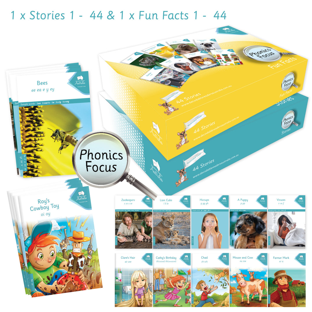 Decodable Readers - Phonics Focus Combined Stories + Facts Bundle - 1 X 88 Titles