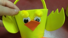 A completed Easter Chick Basket.