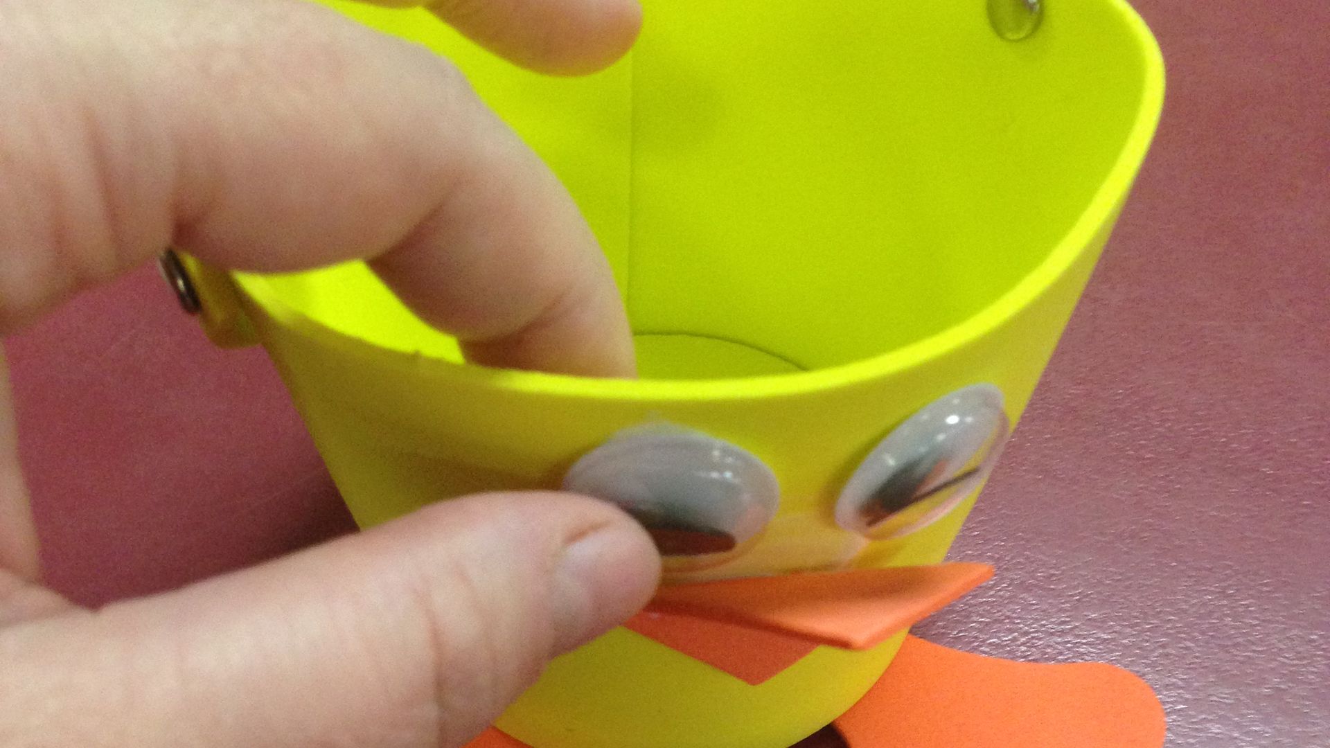 Glue on the joggle eyes, wings and beak. Glue on the joggle eyes, wings and beak.