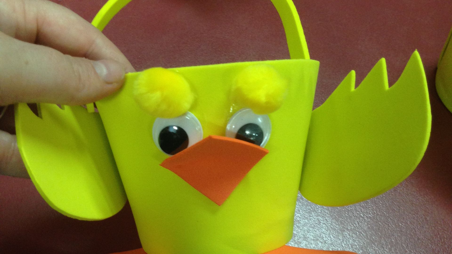 A completed Easter Chick Basket. A completed Easter Chick Basket.