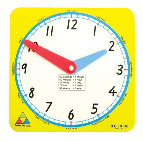 12 Hour Yellow Teacher Clock 2770000070997