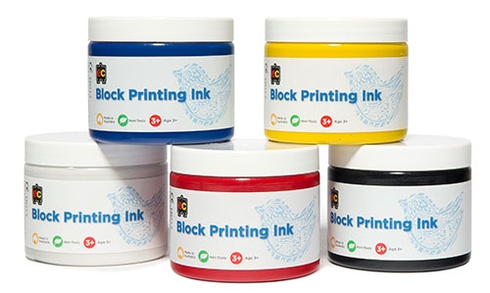 Block Printing 250ml Set6 Bl/Blk/Rd/Yl &amp; 2Wht  9314289017972