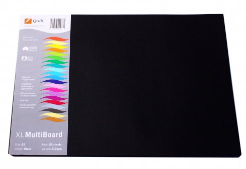 Cardboard, Black, 210gsm - Xl Multiboard (A3, Pack of 50) 9310703900431