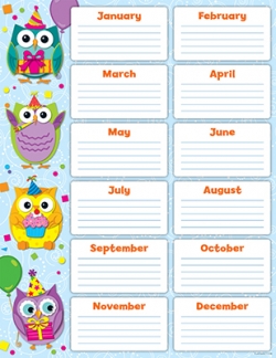 Colourful Owls Birthday Chart 2770009242876