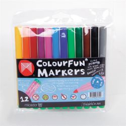 Colourfun Markers Pack of 12 Broad Point Assorted Colours Micador (Assorted Colours, Pack of 12) 9313306657504
