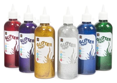 Glitter Paint Set 500ml R,BL,G,S,GLD &amp; FAIRY PURP 9314289013981