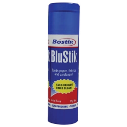 Glue Stick 35g Blue Bostik Blustick *Each* (Goes On Blue - Dries Clear) 93439855-OLD