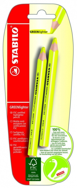 Greenlighter Dry Highlighter Yellow Pk2 Stabilo 4006381391702