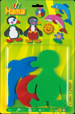 Hama Beads Pegboards Pack of 3 Penguin Dolphin Round 028178451172