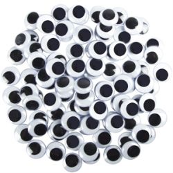 Joggle Eyes 20mm Pk 100  (Pack of 100, Black and White, 20mm) 9314812105374
