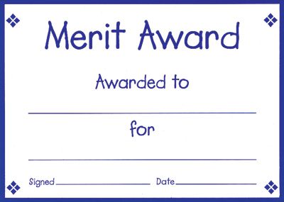 Merit Award B Blue On White - Single 9317331013182