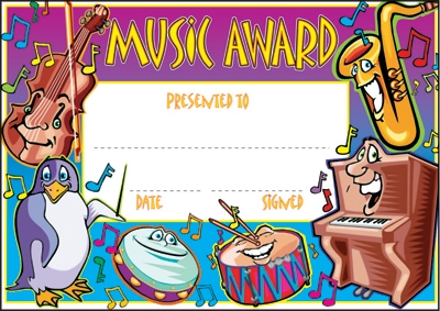 Music Award Certificates  9328657002033