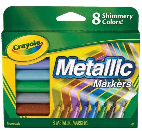 Permanent Markers Fine Pk 8 Crayola Metallic