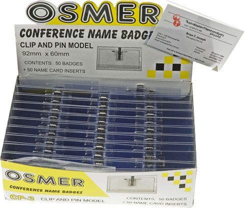 Conference Name Badges 92X60mm Clip Pin Osmer *Each* 2770000044547