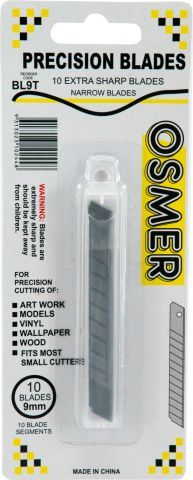 Cutter Blades Narrow Pk 10 Osmer 9mmx100mm Snap Off 9313023102448