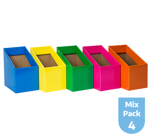 BOOK BOX PK 5 ASST MIX #4 BLU YLW GRN MGTA OGE 170W X250D X 280H X 170HF 9360406002185
