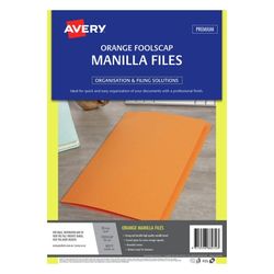Avery Orange Manilla Folder Foolscap, 186 GSM