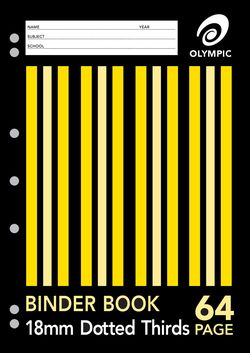 Binder Book A4 64 Page Olympic Stripe 18mm Dotted Thirds Stapled [DB186i] 9310029050650