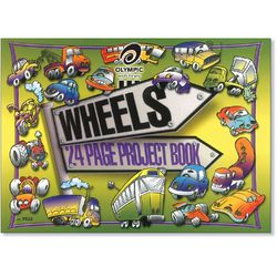 Project Book 24 Page Olympic #522 "Wheels" 8mm Feint Rule &amp; Plain Interleaved Stapled 272x375mm [P522] 9310029067610