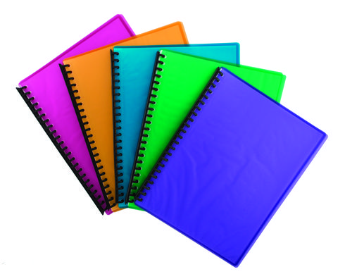 Display Book - A4 Refillable A4 20 Pocket Tudor Assorted Bright Ice Colours  9310029328605