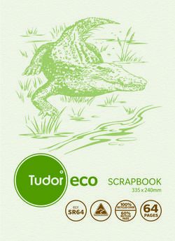 Scrap Book 64 Page Tudor "Crocodile Image" 52gsm Stapled 335mmx240mm [SR64] 9310029424529