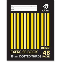 Exercise Book 9x7 48 Page Olympic Stripe 18mm Dotted Thirds Stapled 225mmx175mm [D2184] 9310353002219