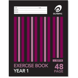 Exercise Book 9x7 48 Page Olympic Stripe Year 1 Qld Rule Stapled 225mmx175mm [E2Y14] 9310353003070