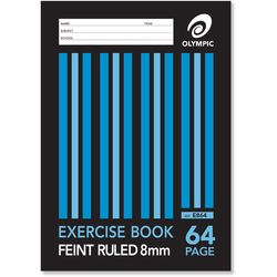 EXERCISE BOOK A4 64 PAGE 8MM RULE + MARGIN OLYMPIC E864 9310353004060