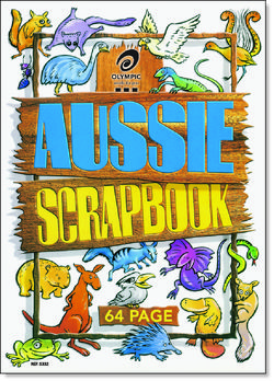 Scrap Book 64 Page Olympic "Aussie Animals" 67gsm Stapled 335mmx240mm [S332] 9310353012379