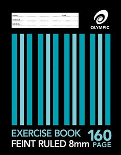Exercise Book 9x7 160 Page Olympic Stripe 8mm Feint Rule Section Bound 225mmx175mm [E2816] 9310353013918