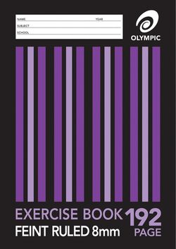 Exercise Book 9x7  192 Page Olympic Stripe 8mm Feint Rule Section Bound 225mmx175mm [E2819] 9310353014601