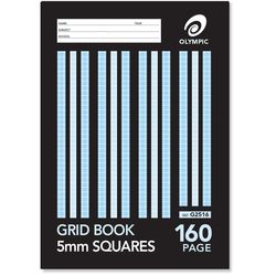 Grid Book 9x7 160 Page Olympic Stripe 5mm Squares Sewn 225mmx175mm [G2516] 9310353029735
