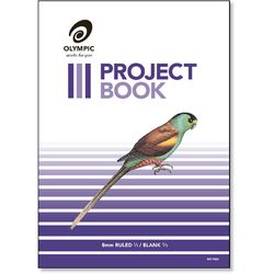 Project Book 24 Page Olympic #523"Parrot" Portrait 1/3 8mm Feint Rule &amp; 2/3 Plain Stapled 335x245mm [P523] 9310353042109
