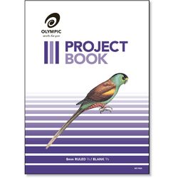 Project Book 24 Page Olympic #523&quot;Parrot&quot; Portrait 1/3 8mm Feint Rule &amp; 2/3 Plain Stapled 335x245mm [P523] 9310353042109