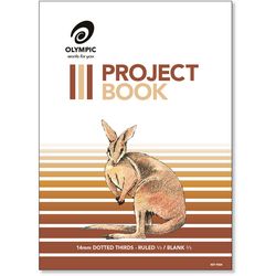Project Book 24 Page Olympic #524 "Kangaroo" Portrait 1/3 14mm Dotted Thirds &amp; 2/3 Plain Stapled 335x245mm [P524] 9310353042208