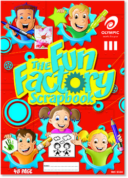Scrap Book 48 Page Olympic "Fun Factory" 67gsm Stapled 335mm x 240mm [S324] 9310353091985