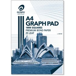 Graph Pad A4 25 Leaf Olympic Stripe 1mm Squares Top Bound 7 Hole Punched [GH125] 9310353232869