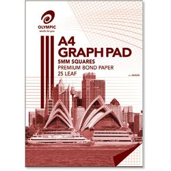 Graph Pad A4 25 Leaf Olympic Stripe 5mm Squares Top Bound 7 Hole Punched [GH525] 9310353232883