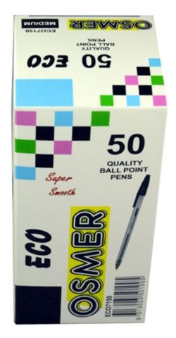 Pen Ballpoint Pk 50 Medium Black Osmer 9313023501005