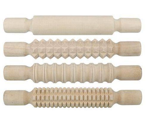 PATTERN ROLLING PINS WOODEN 4'S