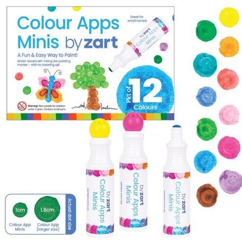 DOT MARKERS MINI 12PCS ASST COLS COLOUR APPS