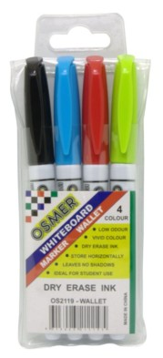 Whiteboard Marker Fine Pk 4 Asst Colours 9313023211195