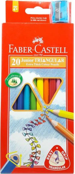 Colour Pencils Triangular Pk 20 Faber Junior Grip Includes Sharpener 8991761345023