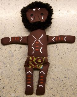 Aboriginal Wiradjuri Warrior Doll Fabric Handmade 360mm High 2770000043625