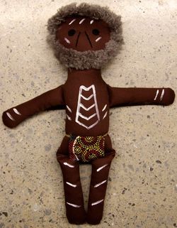 Aboriginal Wiradjuri Male Elder Doll Fabric Handmade 360mm High 2770000043632