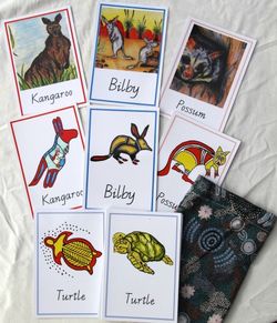 Indigenous Memory Match Card Game Aussie Animals Qld Font- Pk 32 Cards 100  x 150mm (16 Pairs) | Harleys - The Educational Super Store