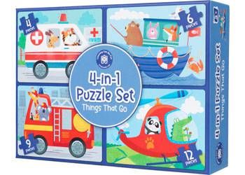 4-in-1 Puzzle Set: Things That Go