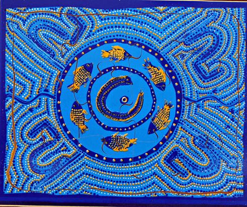 Fish Billabong - 12pc Jigsaw Cut Winanggaay Aboriginal Art Wooden Puzzle 240 x 200mm 2770009234765
