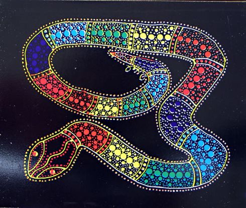 Rainbow Serpent - 8pc Shape Cut Winanggaay Aboriginal Art Wooden Puzzle 240 x 200mm 2770000043786