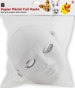 Paper Mache Masks Set of 6 With Elastic 9314289033729